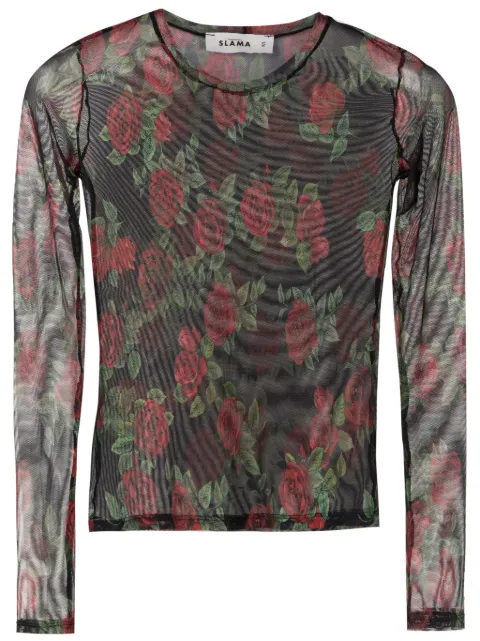 Amir Slama Camiseta translúcida com padronagem floral x AMIR SLAMA + CESCA CIVITA