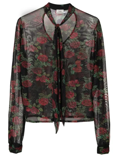 Amir Slama sheer-finish floral-pattern blouse