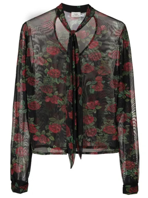 Blouse fleuries à finition transparente - Amir Slama - Modalova