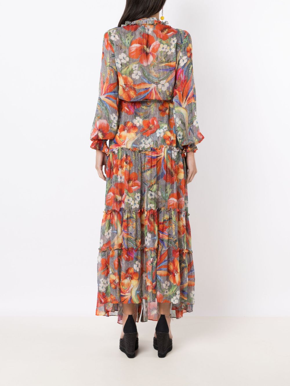 Shop Amir Slama X Cesca Civita Floral-print Silk Dress In 99