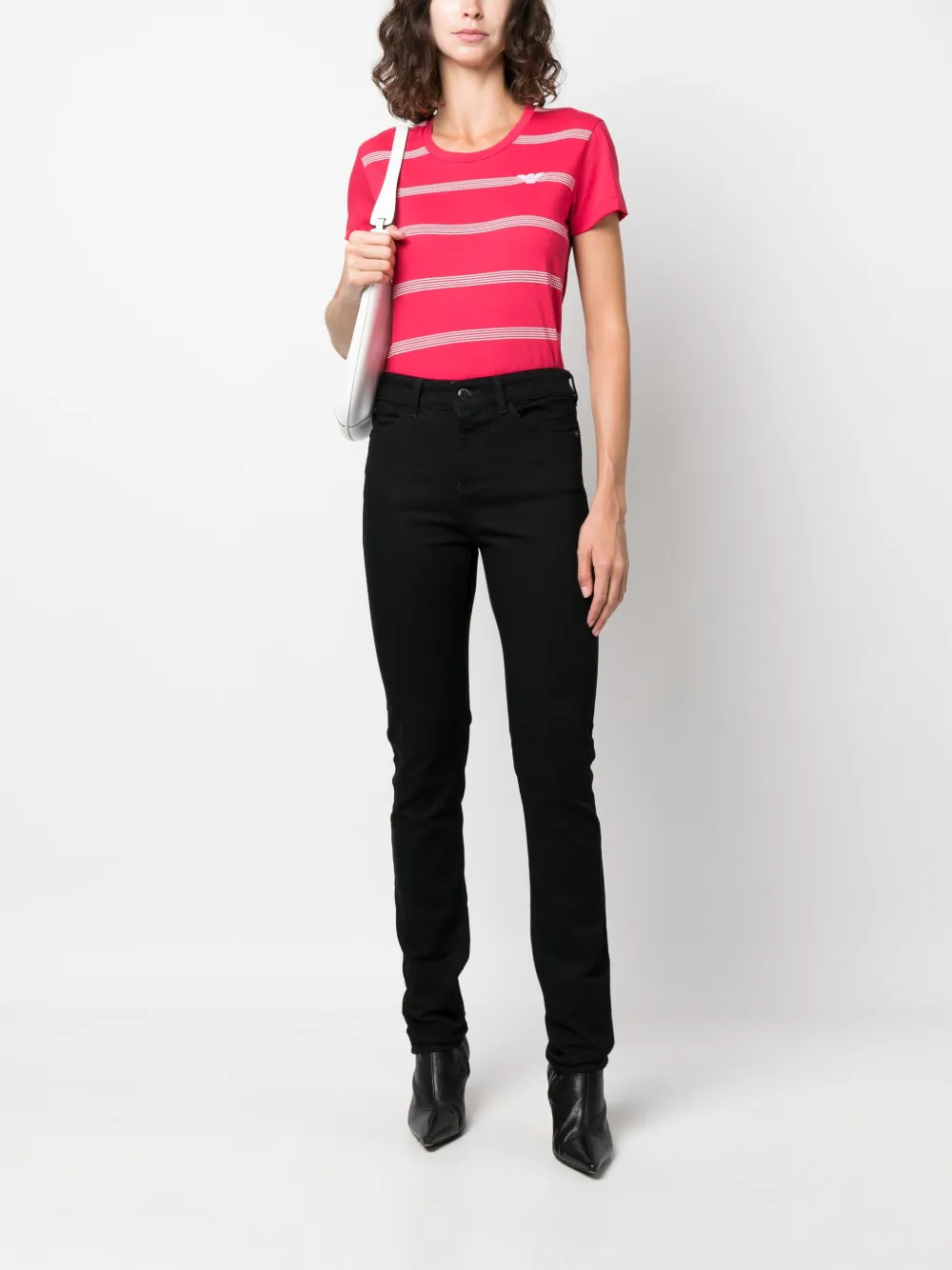 Emporio Armani striped short-sleeve T-shirt - Roze