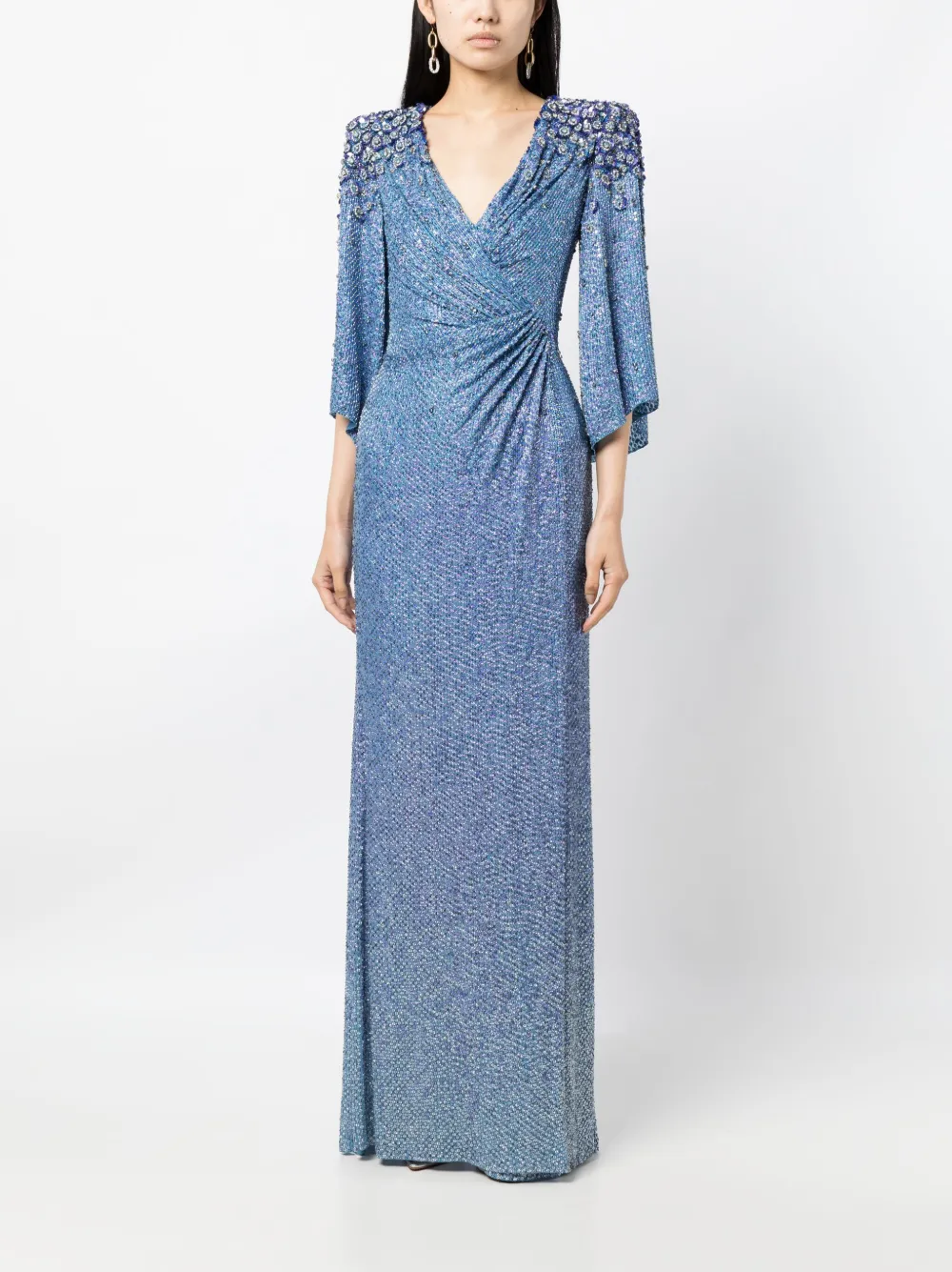 Jenny Packham Maxi-jurk met bloemenpatch - Blauw
