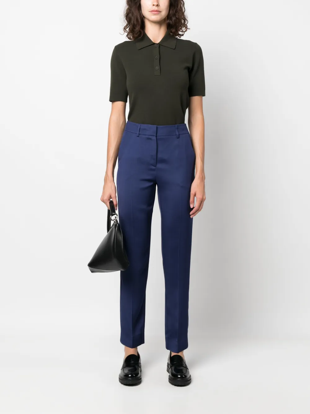 Emporio Armani high-waisted slim-fit trousers - Blauw
