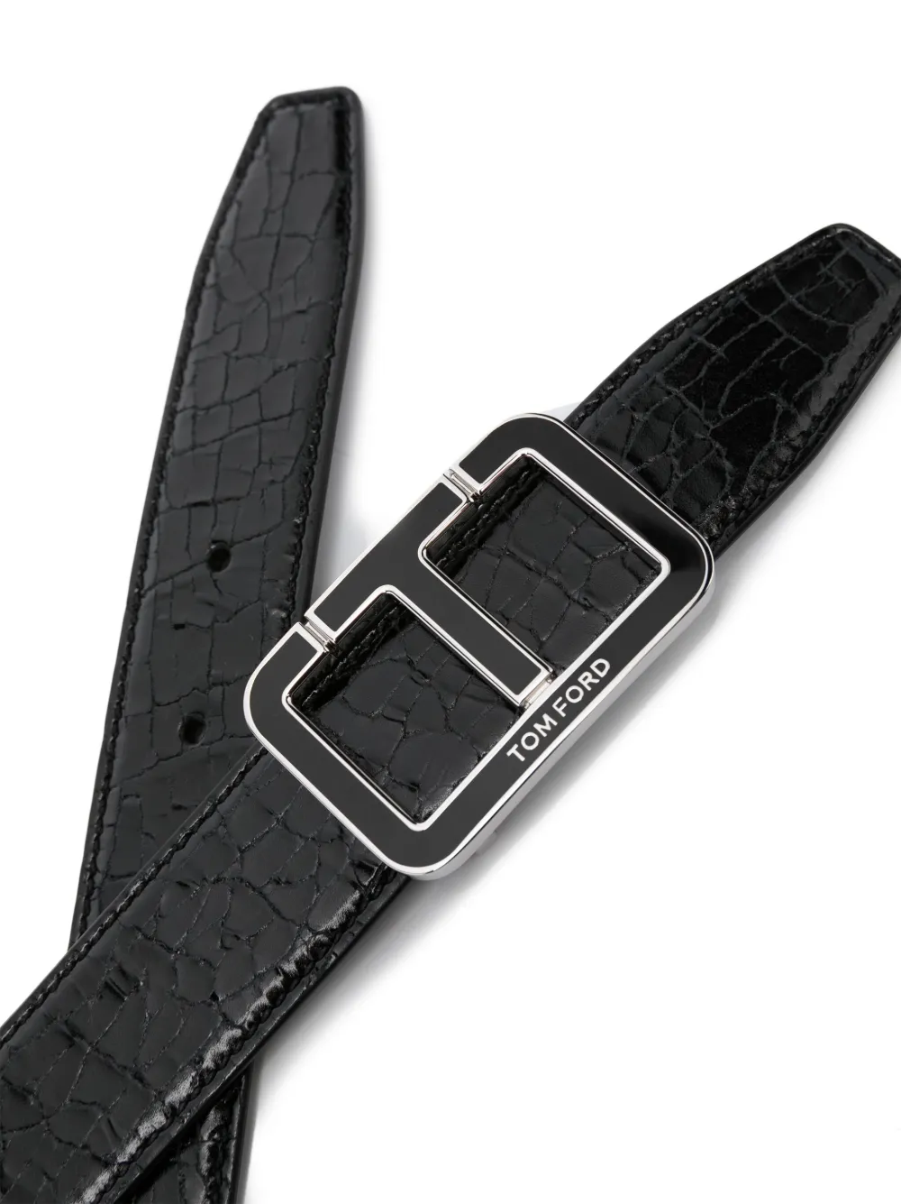 TOM FORD logo-plaque leather belt - Zwart