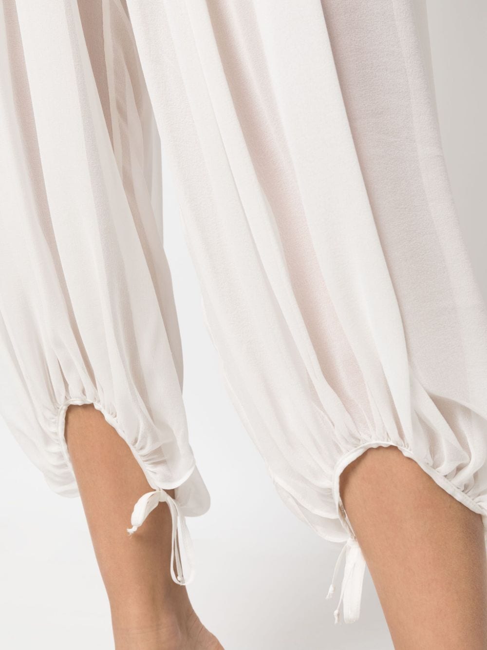 Shop Styland Semi-sheer Silk Cropped Trousers In White