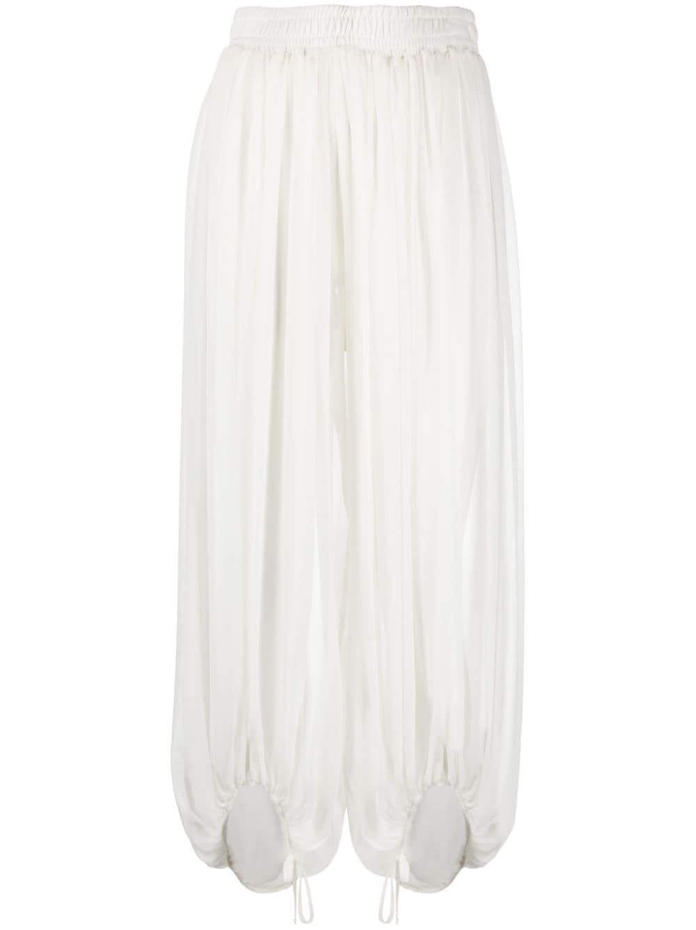 Styland Semi-sheer Silk Cropped Trousers In White