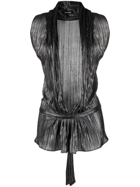 STYLAND metallic-effect pleated tank top