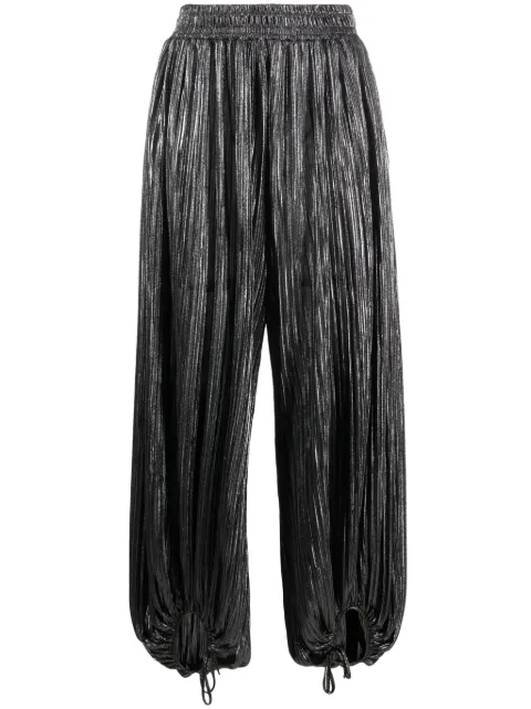 STYLAND metallic-effect pleated cropped trousers 