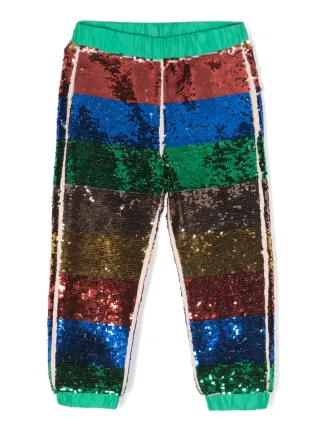 Stella McCartney Kids sequin embellished Striped Track Pants Blue FARFETCH BH