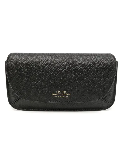 Smythson logo-stamp leather sunglasses case