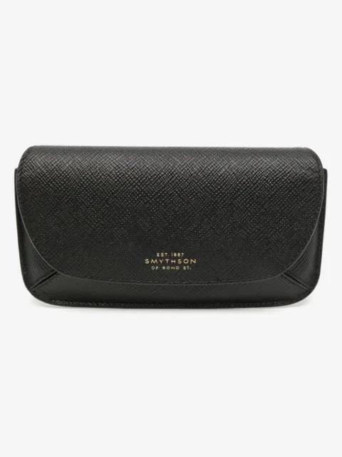 Smythson logo-stamp leather sunglasses case