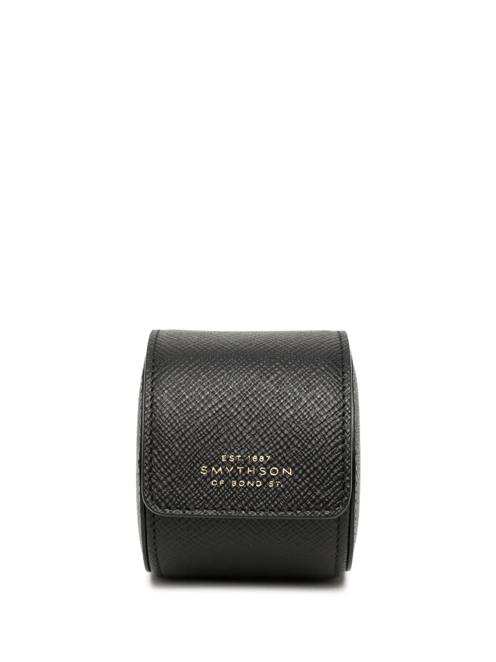 Smythson Panama Leather Single Watch Roll In Black