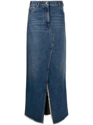 MM6 Maison Margiela スリット デニムマキシスカート | ブルー
