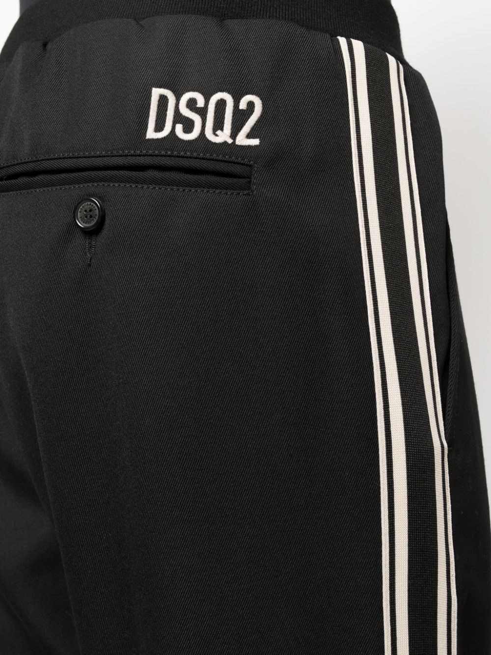 Shop Dsquared2 Logo-embroidered Side-stripe Trousers In Black