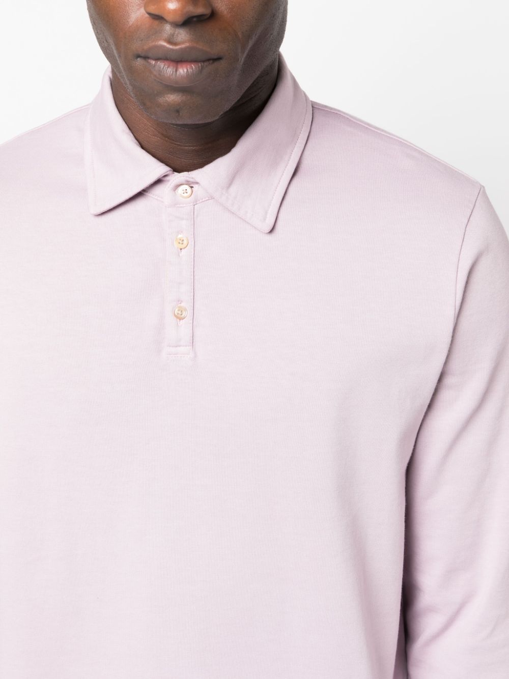 Shop Massimo Alba Long-sleeved Cotton Polo Shirt In Purple