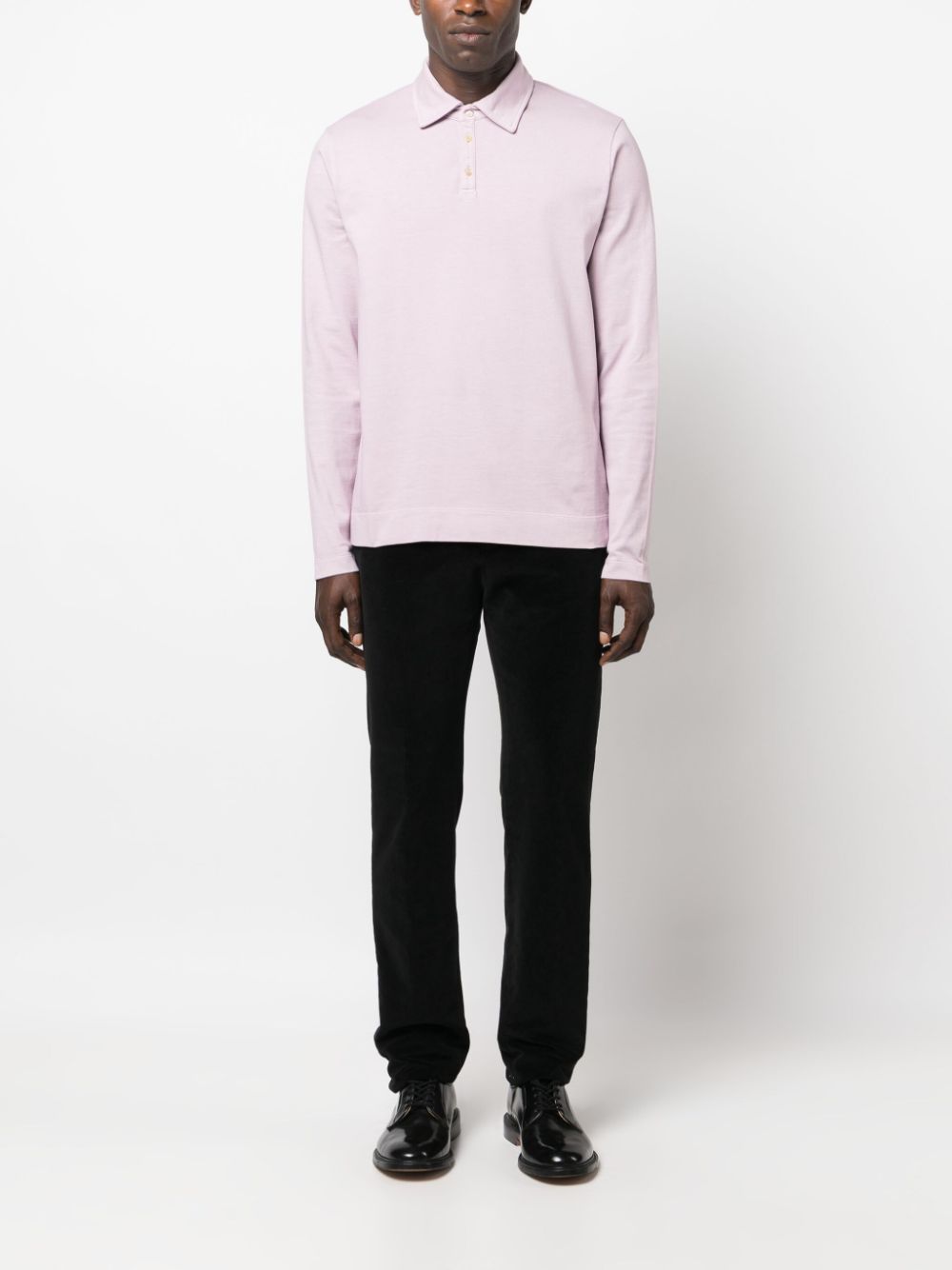 Shop Massimo Alba Long-sleeved Cotton Polo Shirt In Purple