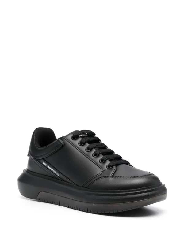Emporio Armani logo-print Leather Sneakers | Black | FARFETCH