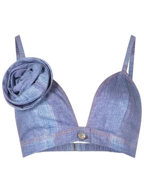 Amir Slama floral-appliqué crop top