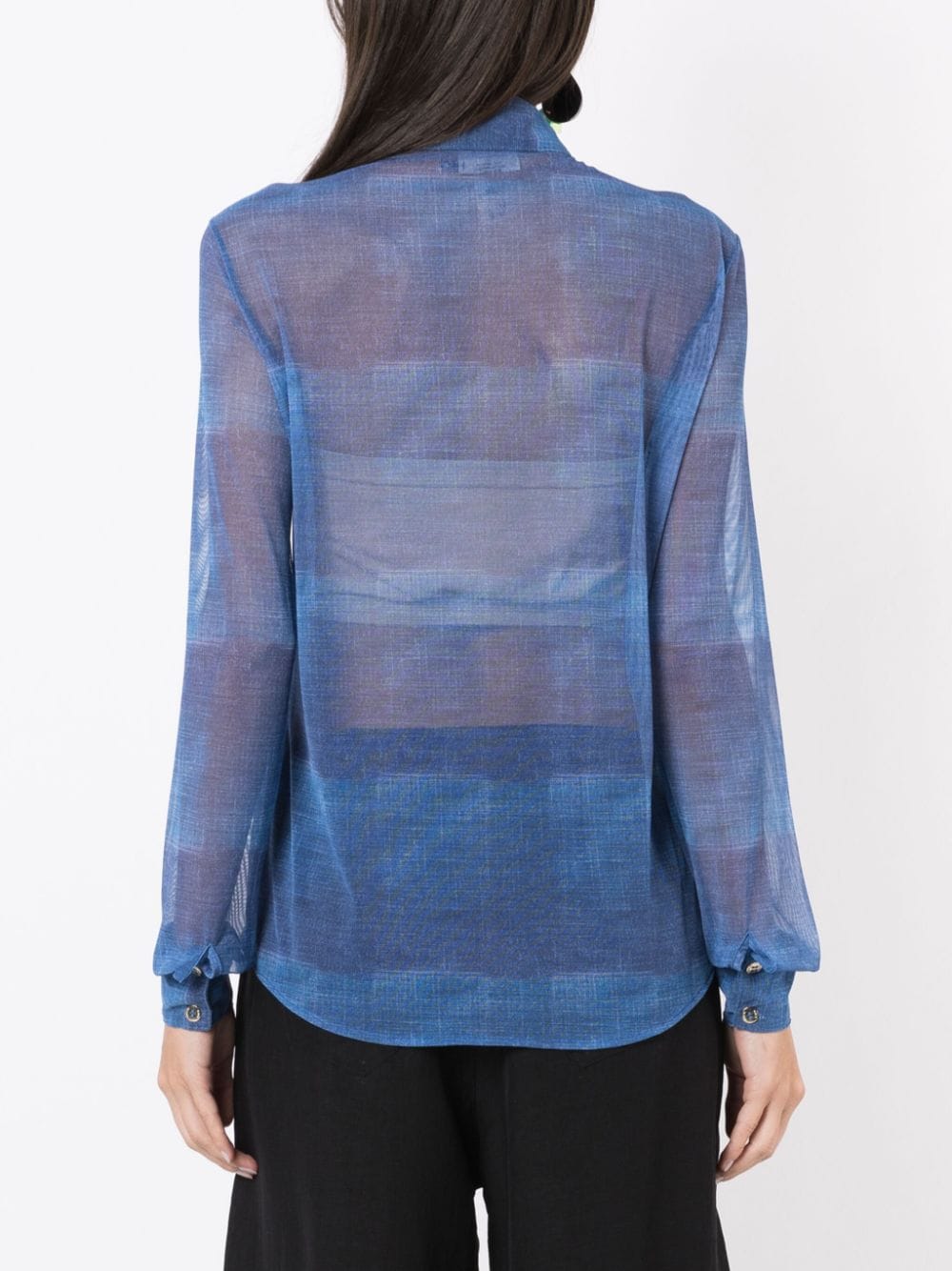 Shop Amir Slama Sheer-finish Long-sleeved Shirt In Blue