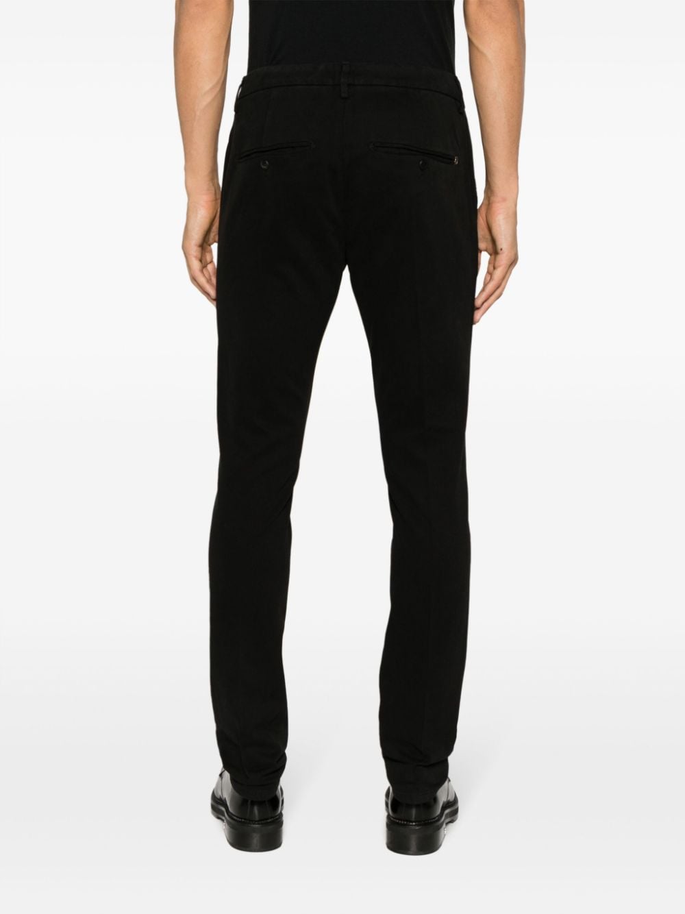 Shop Dondup Tapered-leg Cotton Trousers In Black