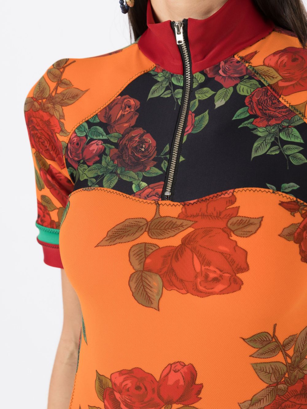 Shop Amir Slama Floral-pattern High-neck Top In Orange