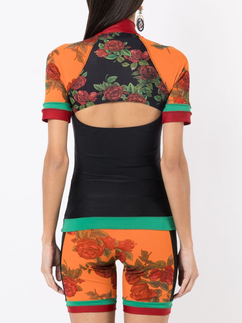 Shop Amir Slama Floral-pattern High-neck Top In Orange
