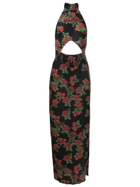 Amir Slama vestido largo con estampado floral y aberturas