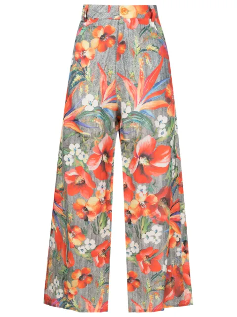 Amir Slama floral-pattern high-waisted trousers