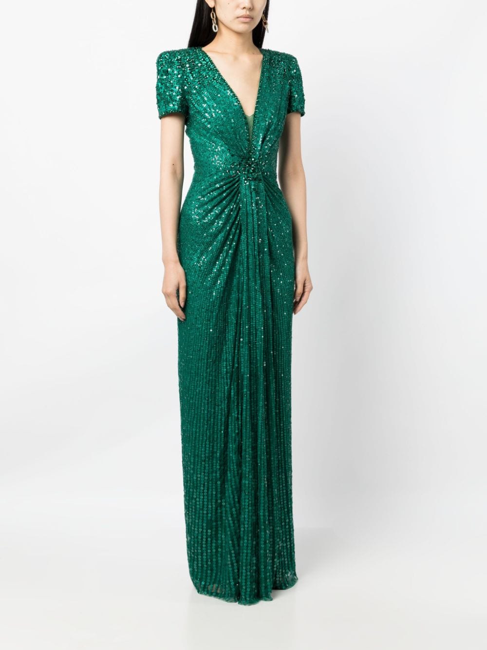 Shop Jenny Packham Momoka Tulle Gown In Green