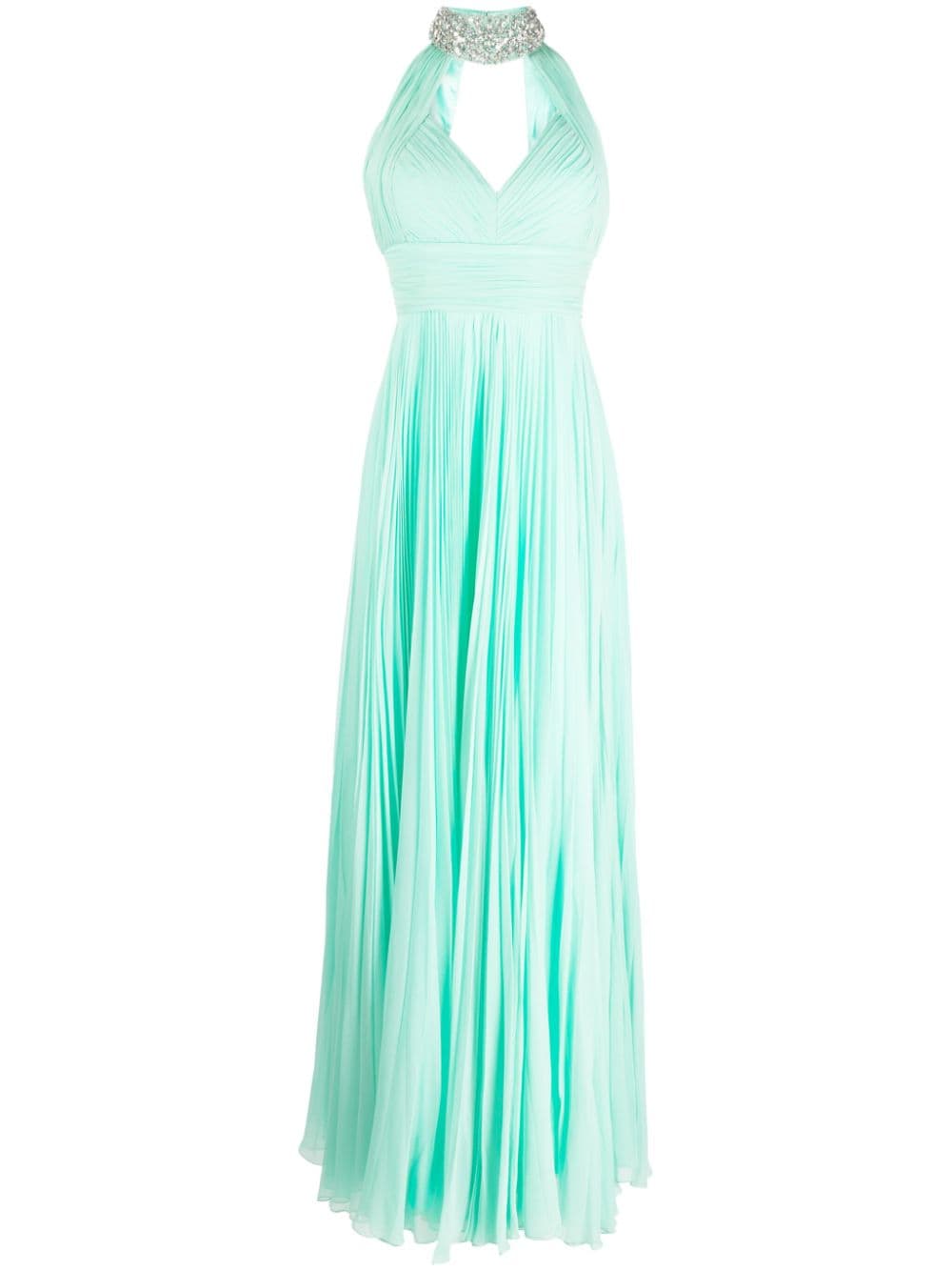 Jenny Packham Hali Halterneck Silk Gown In Green