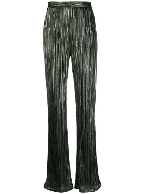 STYLAND pleated satin straight trousers