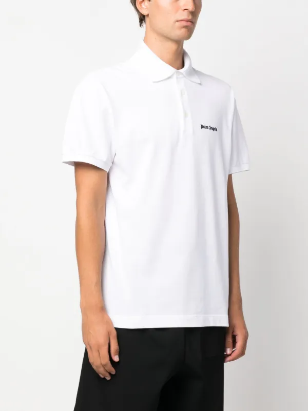Tシャツ・カットソー PALM ANGELS Men Polo Shirts PMAA089C99JER0030110 White Palm Angels logo-embroidered Polo Shirt | White | FARFETCH