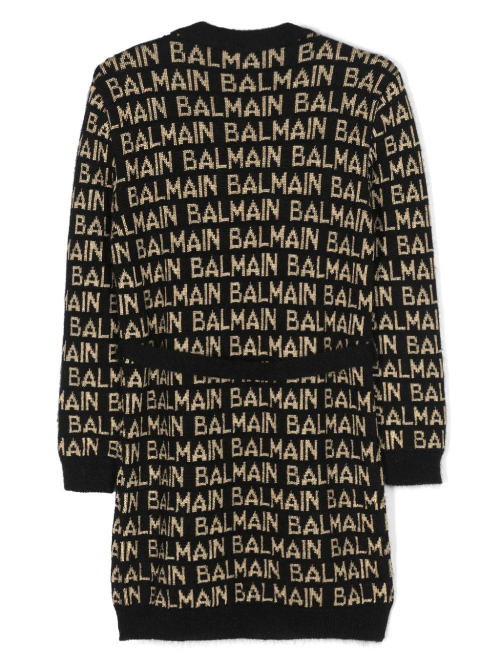 Shop Balmain Logo-intarsia Cardigan In Black