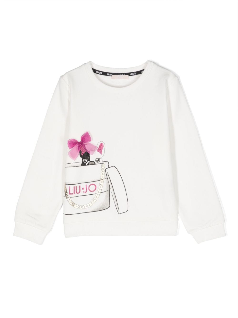 Liu •jo Kids' Dog-print Cotton Sweatshirt In White