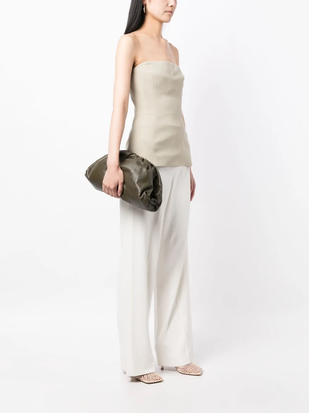 Bottega Veneta Pre-Owned gathered detailing pouch - Groen
