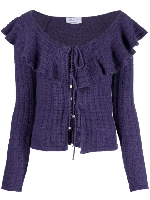 Blumarine ruffled-trim off-shoulder cardigan