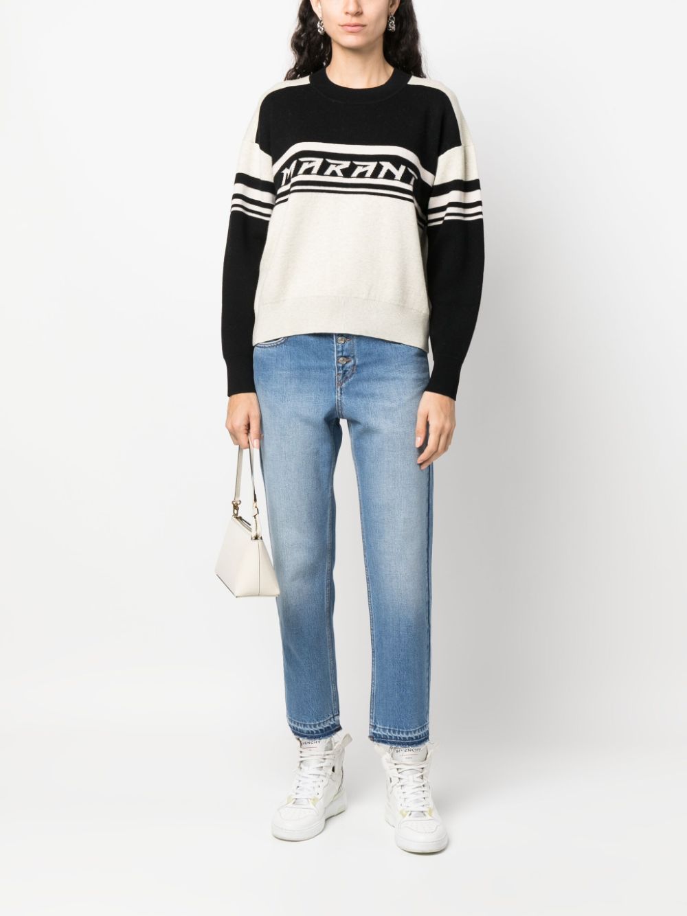 MARANT ÉTOILE Callie intarsia-knit logo jumper - Zwart