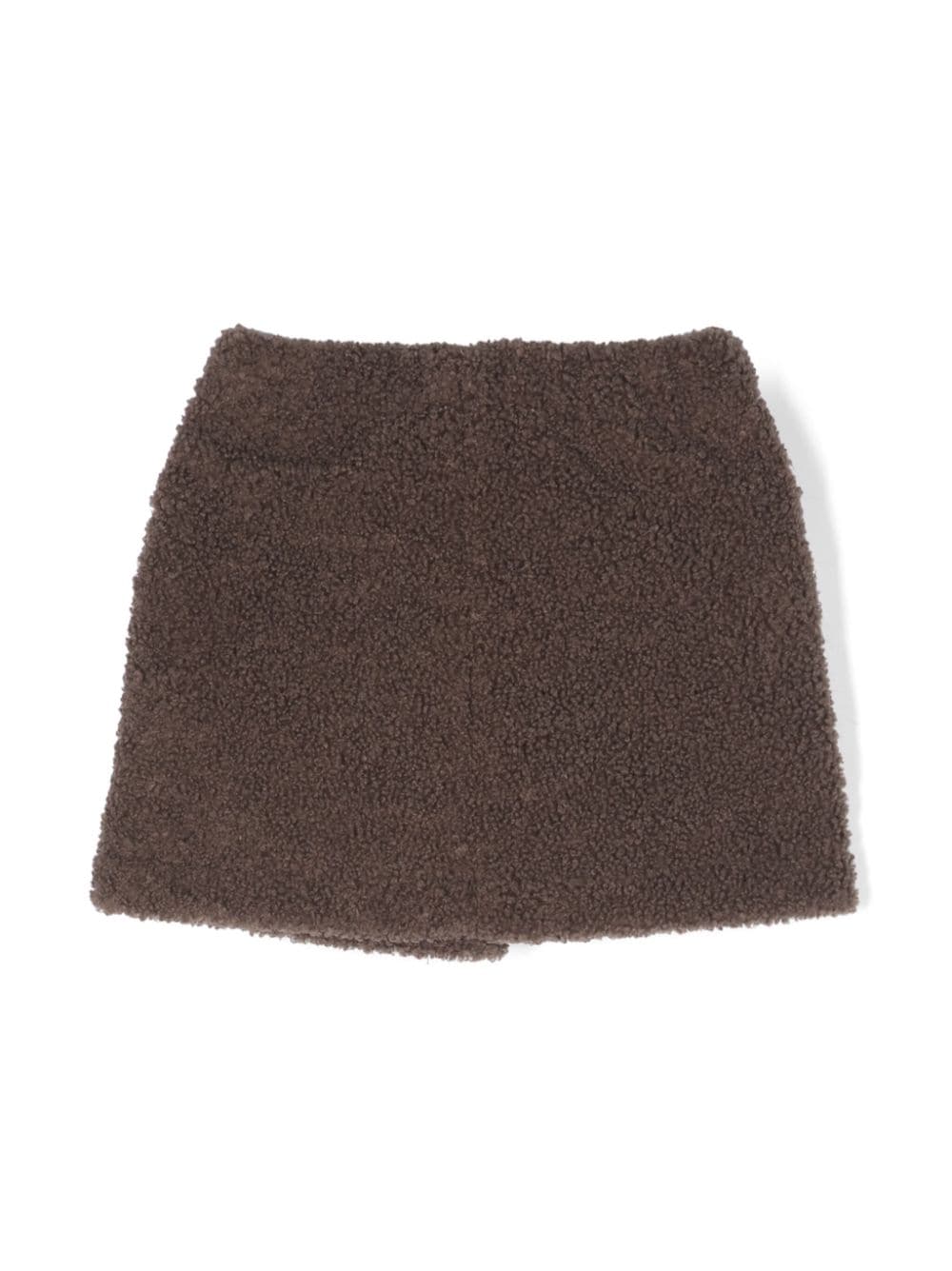 Shop Douuod Flap-pockets Fleece Miniskirt In Brown