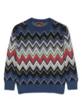 Missoni Kids zigzag-woven crew-neck jumper - Blue