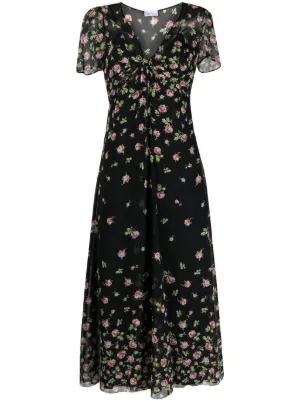 green emerald velvet dress Baltic Born Womens Corrine Embroidered Midi Dress | Deep Sage main image 0