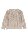 Brunello Cucinelli Kids sequin-embellished open-knit sweater - Neutrals