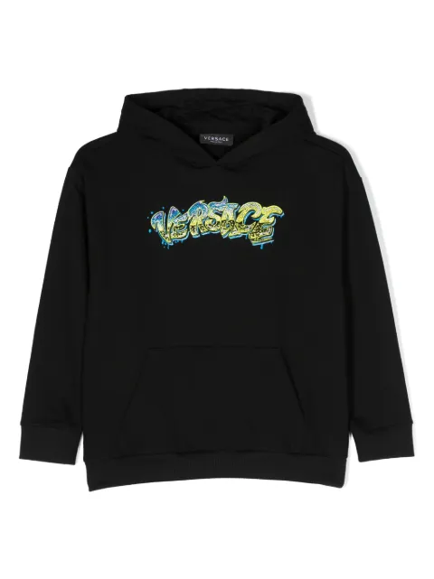 Versace Kids logo-embroidered cotton hoodie