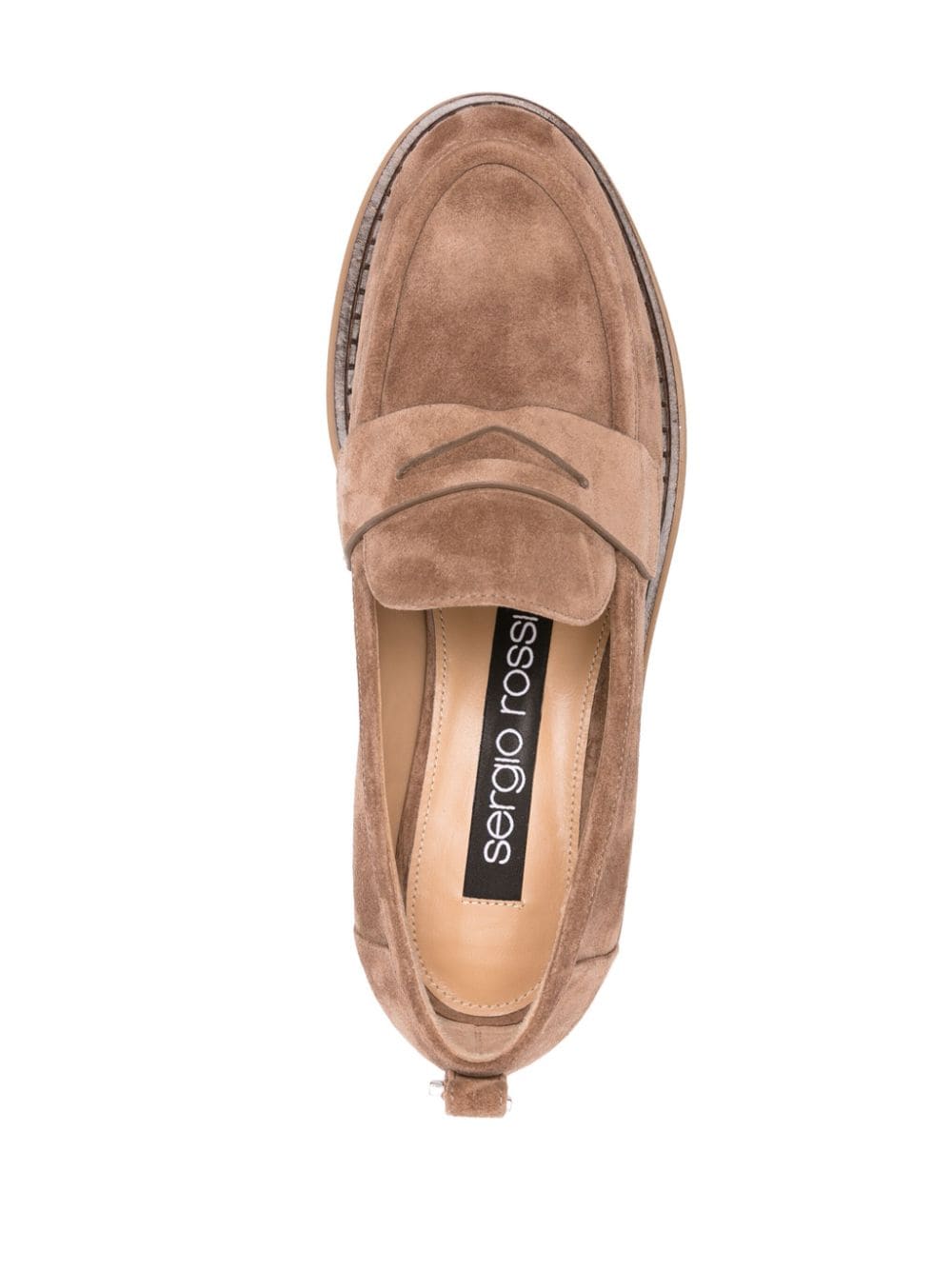 Shop Sergio Rossi Almond-toe Suede Loafers In Neutrals
