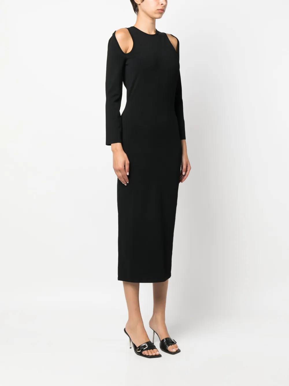 Cheap DSQUARED2 cut-out ribbed-knit midi dress Women