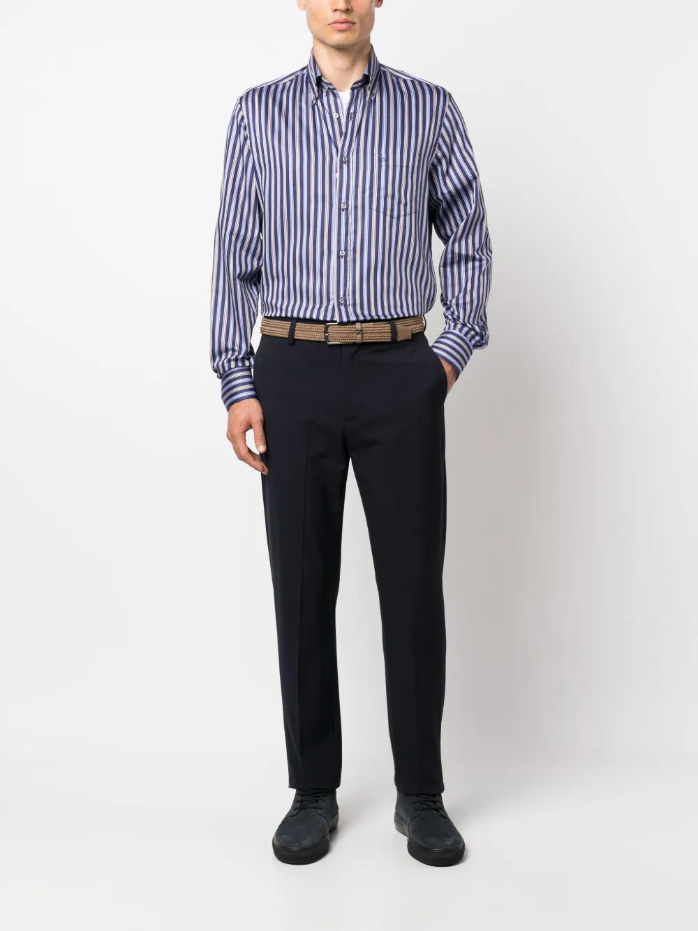 Paul & Shark striped organic-cotton shirt - Blauw
