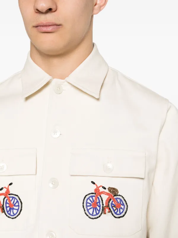 BODE Bicycle beaded-details Shirt Jacket | Neutrals | FARFETCH
