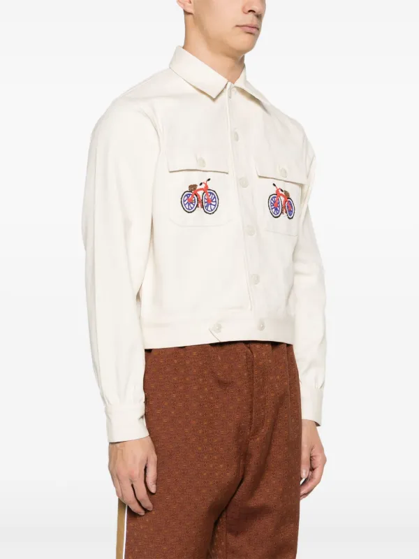 BODE Bicycle beaded-details Shirt Jacket | Neutrals | FARFETCH