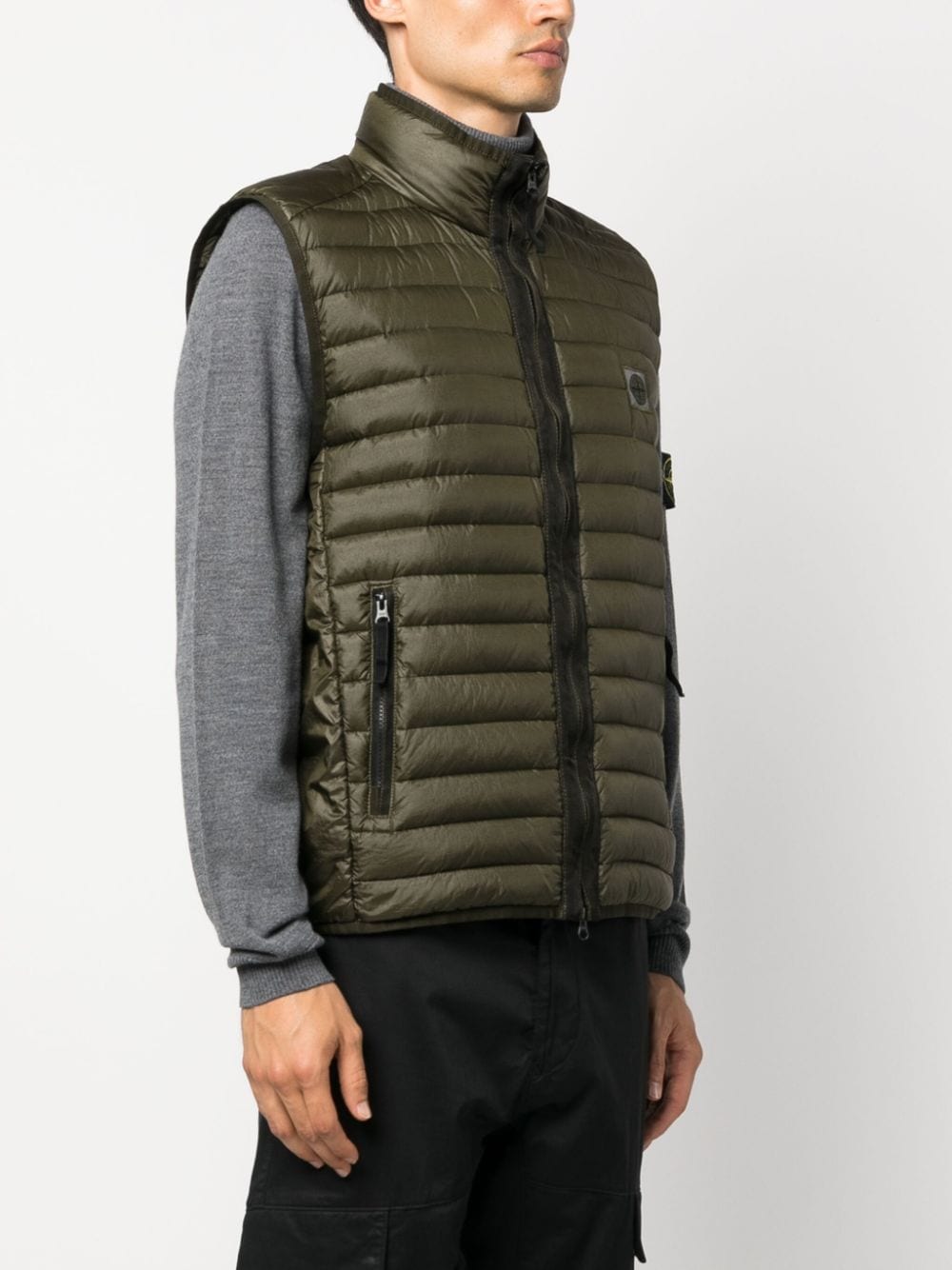 Shop Stone Island Compass-patch Quilted Gilet In Green