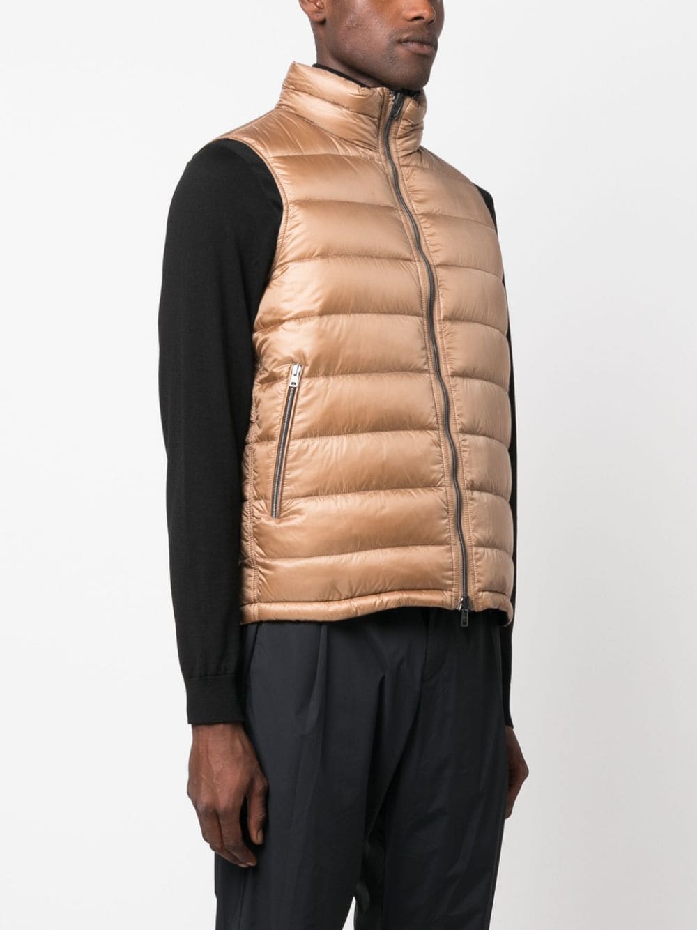 Shop Herno Zipped-up Padded Vest In Neutrals