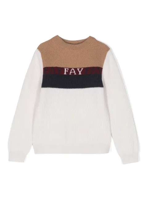 Fay Kids logo intarsia-knit jumper